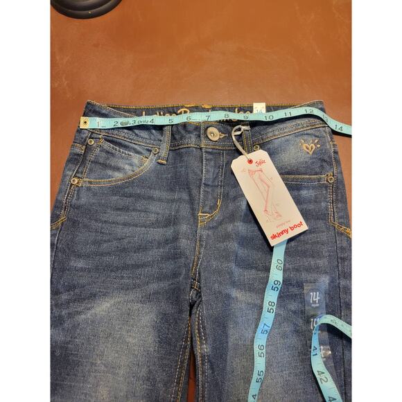 NWT Justice Blue Denim Simply Low Skinny Boot Jeans Junior Size 14R - Picture 4 of 10